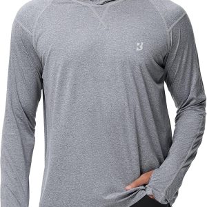 Roadbox Mens UPF 50+ Fishing Shirts, Long Sleeve UV Sun Hoodie, Hiking Running Swim Athletic Workout Shirt