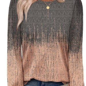 Alaroo Womens Long Sleeve Shirts 2025 Fall Tunic Tops Crewneck Blouses Print