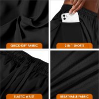Women's 2 in 1 Running Shorts for Gym Yoga Workout Athletic Shorts High-Waisted Shorts with Liner Pockets - Image 4