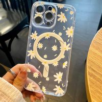Clear Flower Case for iPhone 15 6.1", Shockproof Protection, Magnetic Wireless, Compatible with MagSafe, Floral Design Transparent Phone Cover, Colourful - Image 5