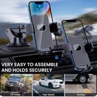 Phone Holder Car Mount for iPhone [Powerful Suction] Phone Mount for Car Dashboard Windshield Air Vent Universal Accessories [Thick Cases Friendly] Automobile Phone Holder Fit iPhone Smartphone - Image 5