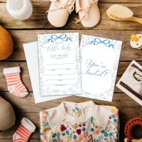 Blue Floral & Bow Baby Shower Invitations, 15 Invites With Envelopes For Gender Reveal, Baby Announcement - A68 - Image 4