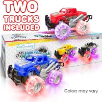 Light-Up Monster Truck Toys (2-Pack) – Push-&-Go Cars with Glowing Wheels – Birthday Gift for Toddlers, Boys & Girls Ages 3+ – Durable Friction-Powered Trucks – Batteries Included - Image 2