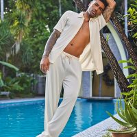 COOFANDY Men's 2 Piece Outfit Casual Short Sleeve Button Down Shirt Beach Summer Loose Pant Sets - Image 4