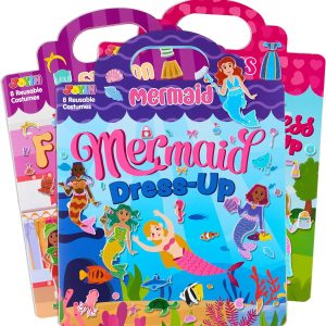 JOYIN 3 Sets Dress-Up Reusable Sticker Book for Toddlers, 3D Sticker Books for Kids 3 4 5, Travel Essentials, Airplane Activity Toys, Crafts Gifts, Birthday Gifts - Fashion, Mermaid, Princess
