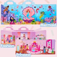 JOYIN 3 Sets Dress-Up Reusable Sticker Book for Toddlers, 3D Sticker Books for Kids 3 4 5, Travel Essentials, Airplane Activity Toys, Crafts Gifts, Birthday Gifts - Fashion, Mermaid, Princess - Image 5