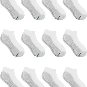 Hanes Boys' Socks, Double Tough Cushioned Ankle and No Show, 12-Pair Packs