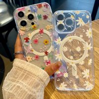 Clear Flower Case for iPhone 15 6.1", Shockproof Protection, Magnetic Wireless, Compatible with MagSafe, Floral Design Transparent Phone Cover, Colourful - Image 6