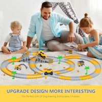 Kids Toys 253 PCS Construction Race Tracks Toy for 3 4 5 6 7 8 Year Old Boys Girls, 5 PCS Construction Truck Car and Flexible Track Play Set Create A Engineering Road Games Toddler Toys Birthday Gifts - Image 7