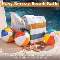 JOYIN Rainbow Beach Balls(12 Pack), 12'' Inflatable Swimming Pool Toys for Summer Water Games Kids Birthday Party Supplies Combo Set Include Inflatable Beach Balls - Image 3