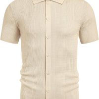 COOFANDY Men's Short Sleeve Knit Shirts Casual Button Down Polo Shirt Fashion Summer Beach Tops - Image 7