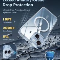 FNTCASE for iPhone 15 Case: for iPhone 14 & iPhone 13 Case | iPhone 16e Case Support Magnetic Charging Military Grade Drop Protection Anti Yellowing | Rugged Shockproof Phone Cover - 6.1 inch (Clear) - Image 4