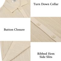 COOFANDY Men's Short Sleeve Knit Shirts Casual Button Down Polo Shirt Fashion Summer Beach Tops - Image 5