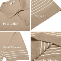 COOFANDY Men's Knit Polo Shirts Short Sleeve Striped Golf Polo Shirts Lightweight Casual Collared T Shirt - Image 6