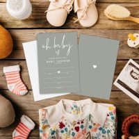 Green Invitation For Baby Shower Party, 15 Minimalism Double Sided invites With Envelopes For Boys And Girls, Baby Announcement, Gender Reveal, Activity Decorations-A134 - Image 4
