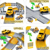 Kids Toys 253 PCS Construction Race Tracks Toy for 3 4 5 6 7 8 Year Old Boys Girls, 5 PCS Construction Truck Car and Flexible Track Play Set Create A Engineering Road Games Toddler Toys Birthday Gifts - Image 3