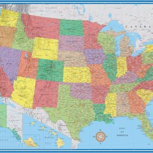 24x36 United States, USA Classic Elite Wall Map Mural Poster (Paper Folded)