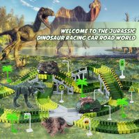 Dinosaur Toys, 252 PCS Create A Dinosaur World Road Race Tracks, Flexible Track Playset, 2pcs Dinosaur Car for 3 4 5 6 Year Old Boys Girls Birthday Party Favor Gift - Image 6