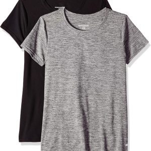 Amazon Essentials Women's Active Quick Dry Tech Stretch Short-Sleeve Crewneck T-Shirt (Available in Plus Size), Multipacks