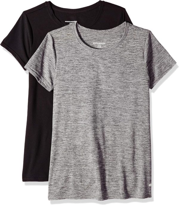 Amazon Essentials Women's Active Quick Dry Tech Stretch Short-Sleeve Crewneck T-Shirt (Available in Plus Size), Multipacks