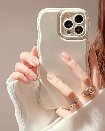 wave frame case wavy cute case Beige case girly case Aesthetic Case slim case thin case