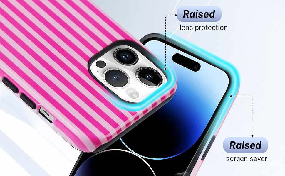 pink and white striped phone case