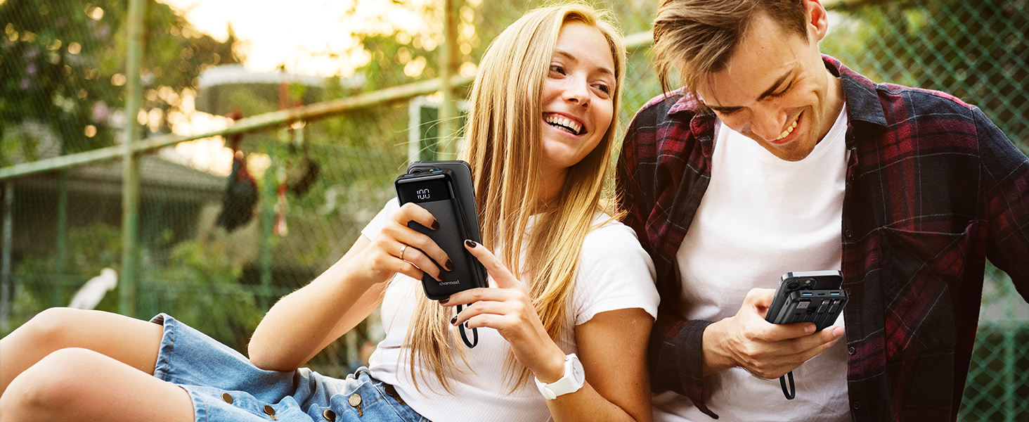 portable charger with built in cables