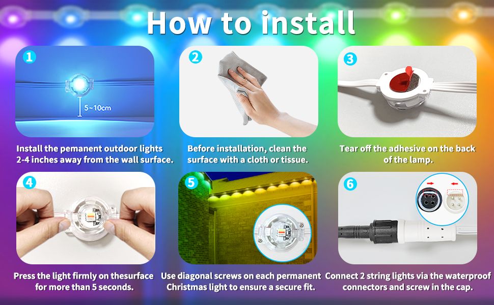 300ft RGB Eaves Lights Installation Precautions