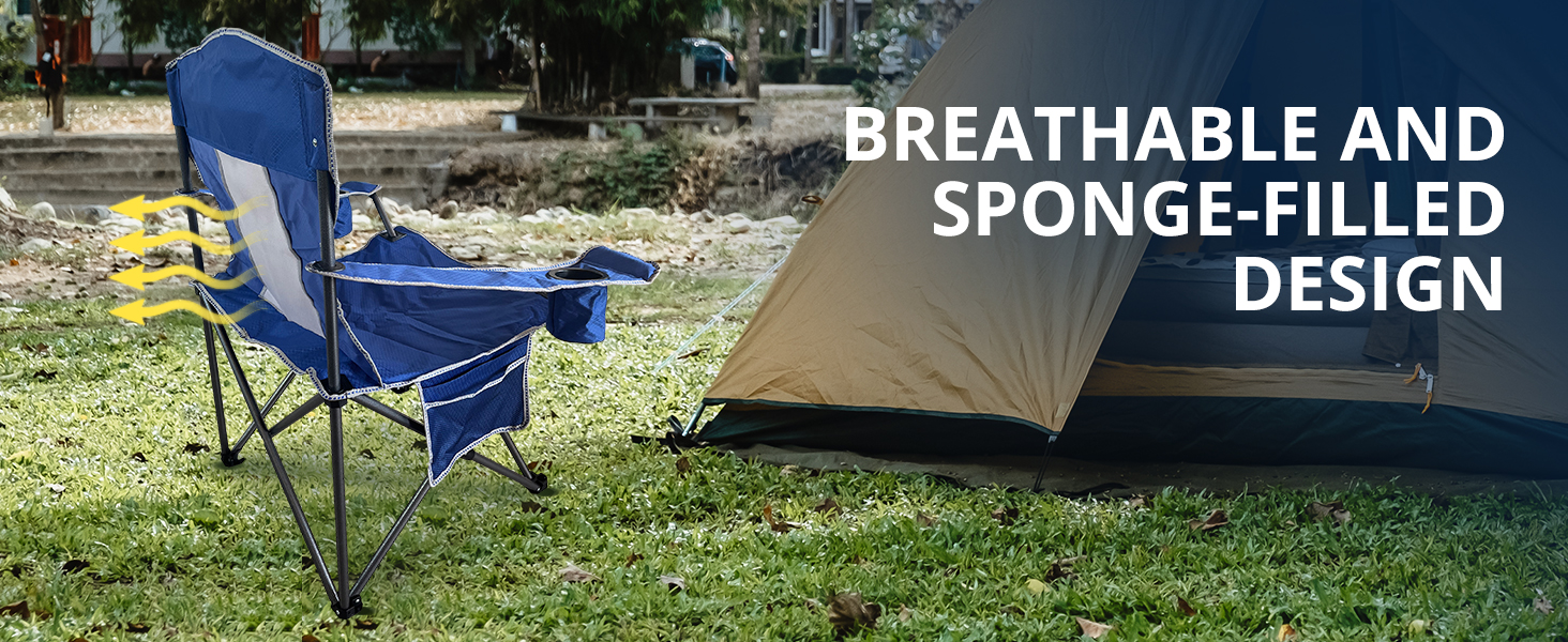 foldable mesh camping chair blue