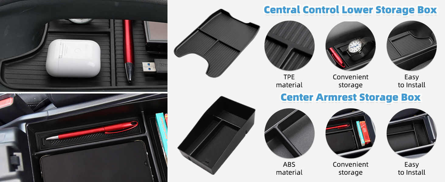 Center Armrest Storage Box and Central Control Lower Storage Box for HRV 2023 2024 2025 Accessories