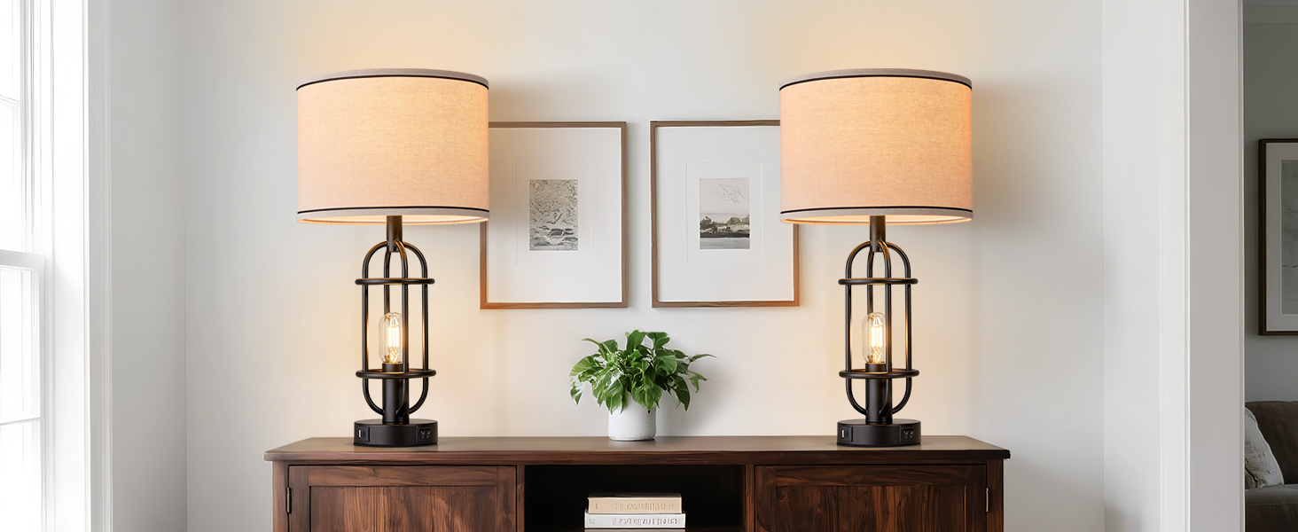 farmhouse table lamps set of 2