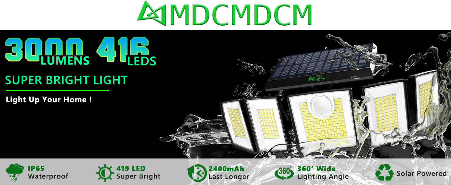 MDCMDCM Solar Flood Lights Outdoor Waterproof Motion Sensor – Solar Security Lights with Remote
