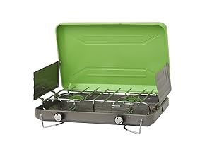 Flame King VT-101 2-Burner Portable Camping Stove Grill, Great for Outdoor Cooking, Backpacking