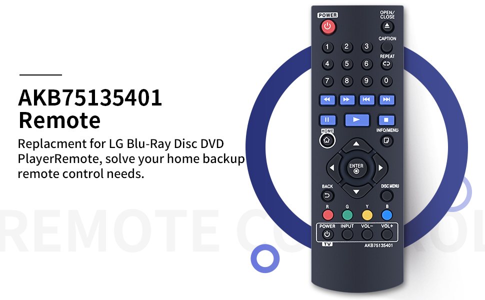 AKB75135401 Replacement Remote Control for LG Blu-Ray Disc DVD Player