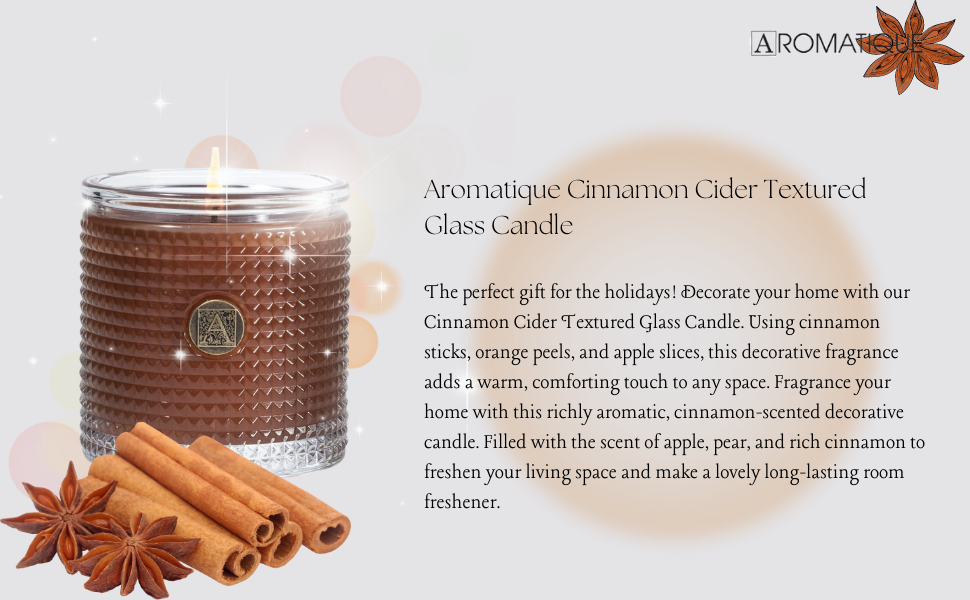 Aromatique Cinnamon Cider Textured Glass Candle 6oz