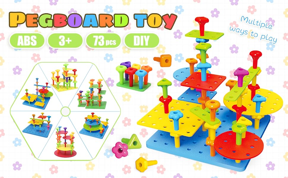 Peg Board Toy set DIY Building Stacking Toys for kids 3-6 Years Old