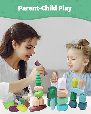 Stacking stones building blocks sensory STEM toys for toddlers 1-3 forest theme