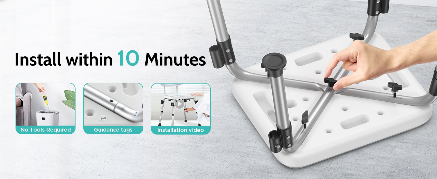 shower chair for disabled and elderly 10 mins installation