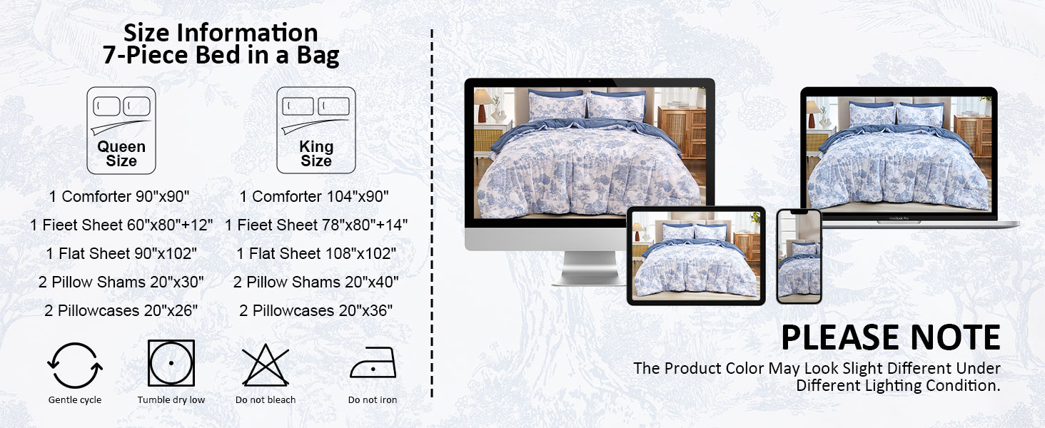 blue comforter set queen 7 piece bed in a bag Queen Size Botanical Comforters with sheets