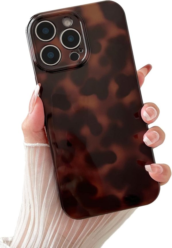 Compatible with for iPhone 15 Pro Case, Tortoise Shell Chic Amber Brown Print Leopard, Classic Soft TPU Protective Shockproof Case for iPhone 15 Pro 6.1 ''Color2