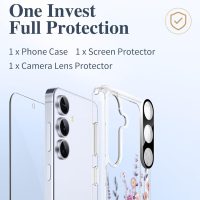 GVIEWIN for Samsung Galaxy S25 Case, [Screen & Camera Lens Protector] [Non Yellowing] Floral Clear Slim Shockproof Military-Grade Protection Phone Cover, Flower Design for Women, Floratopia/Colorful - Image 7