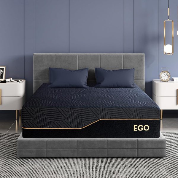 EGOHOME 14 Inch Queen Memory Foam Mattress for Back Pain, Cooling Copper Gel Bed in a Box, Foam Made in USA, CertiPUR-US Certified, Therapeutic Medium Firm, 60x80x14 Black