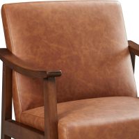 Yaheetech PU Leather Accent Chair, Mid-Century Modern Armchair with Solid Wood Legs, Reading Leisure Chair with High Back for Living Room Bedroom Waiting Room, Set of 2, Brown - Image 10