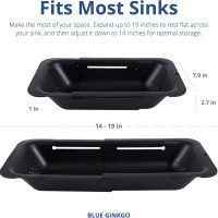 BLUE GINKGO Sink Colander Baskets - (Pack of 2) Wash Vegetables and Fruits, Drain Cooked Pasta and Dry Dishes - Extendable - New Home Kitchen Essentials (2 Black) - Image 5