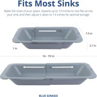 BLUE GINKGO Sink Colander Baskets - (Pack of 2) Wash Vegetables and Fruits, Drain Cooked Pasta and Dry Dishes - Extendable - New Home Kitchen Essentials (2 Grey) - Image 5