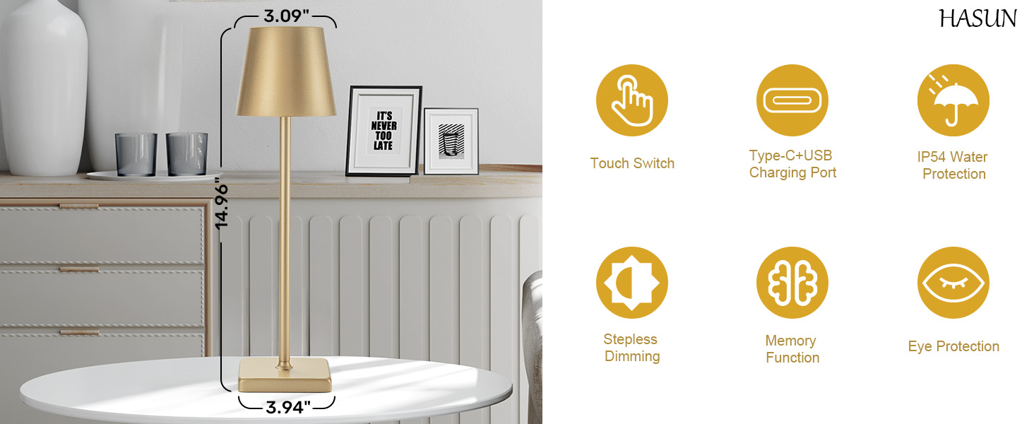 HASUN Cordless Rechargeable Table Lamp