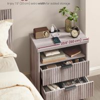 VASAGLE MAXE Collection - Nightstand with Charging Station, Bedside Table, Side End Table with 2 Drawers, Open Shelf, 2 AC Outlets, 2 USB Ports, Transitional, for Bedroom, Washed Gray ULET626G01S - Image 4