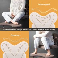 Meditation Cross Legged Armchair, ADHD Chair with Adjustable Armrests, Criss Cross Desk Chair with Flexible Back Cushion, Swivel Footrest, Arm Support and Wheels for Home Office, Beige - Image 8