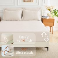 MUXHOMO 7 Pieces Full Comforter Set, Soft Bed in a Bag Full Size, All Season Bedding Set with Comforter, Flat Sheet, Fitted Sheet, Pillowcases & Shams, Beige - Image 6