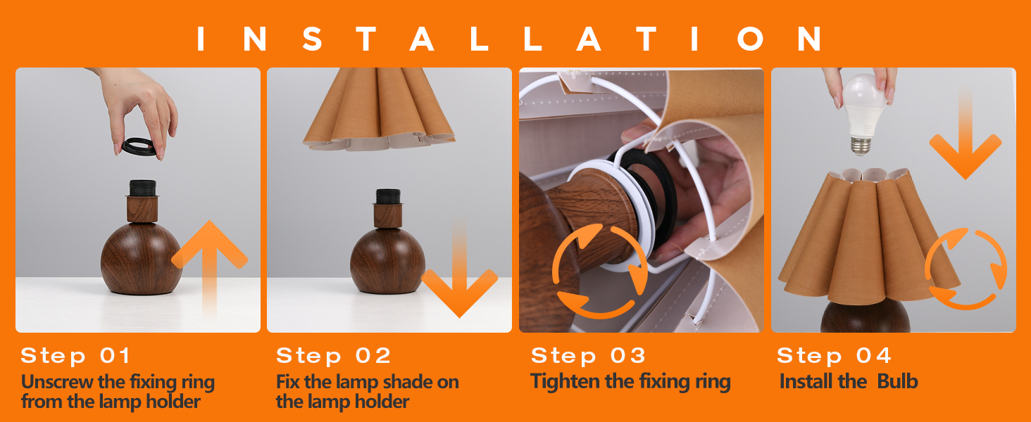 Cute Small Table Lamp, Modern Bedside Nightstand Lamp with Coffee Lampshade